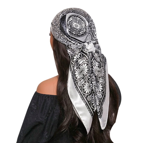 Large Square Headscarf 90x90cm Hair Bandanas Neck Scarves Stylish Soft Artificial Silk for Sleep Beach Daily Wear Parties Decoration