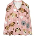 thumbnail image 4 of Top-kevin Pajama Sets for Womens Cute Dog Bone Loose Button Down Long Sleeve Shirts And Pants Set, 4 of 12