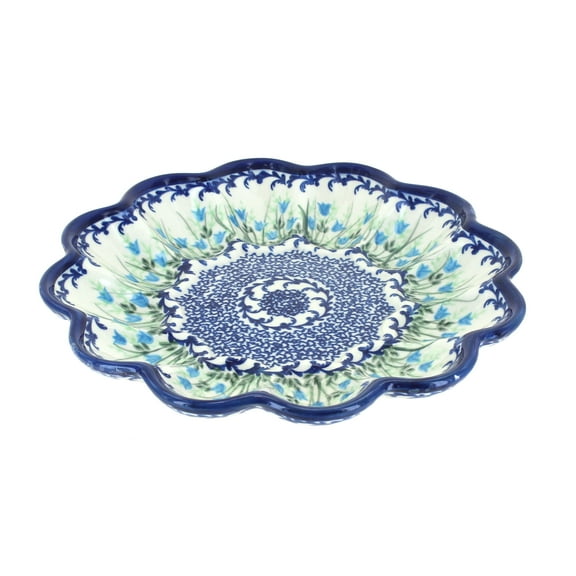Blue Rose Polish Pottery Misty Egg Plate