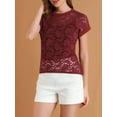 thumbnail image 6 of Allegra K Women's Casual Sheer Short Sleeves Floral Lace Top, 6 of 8