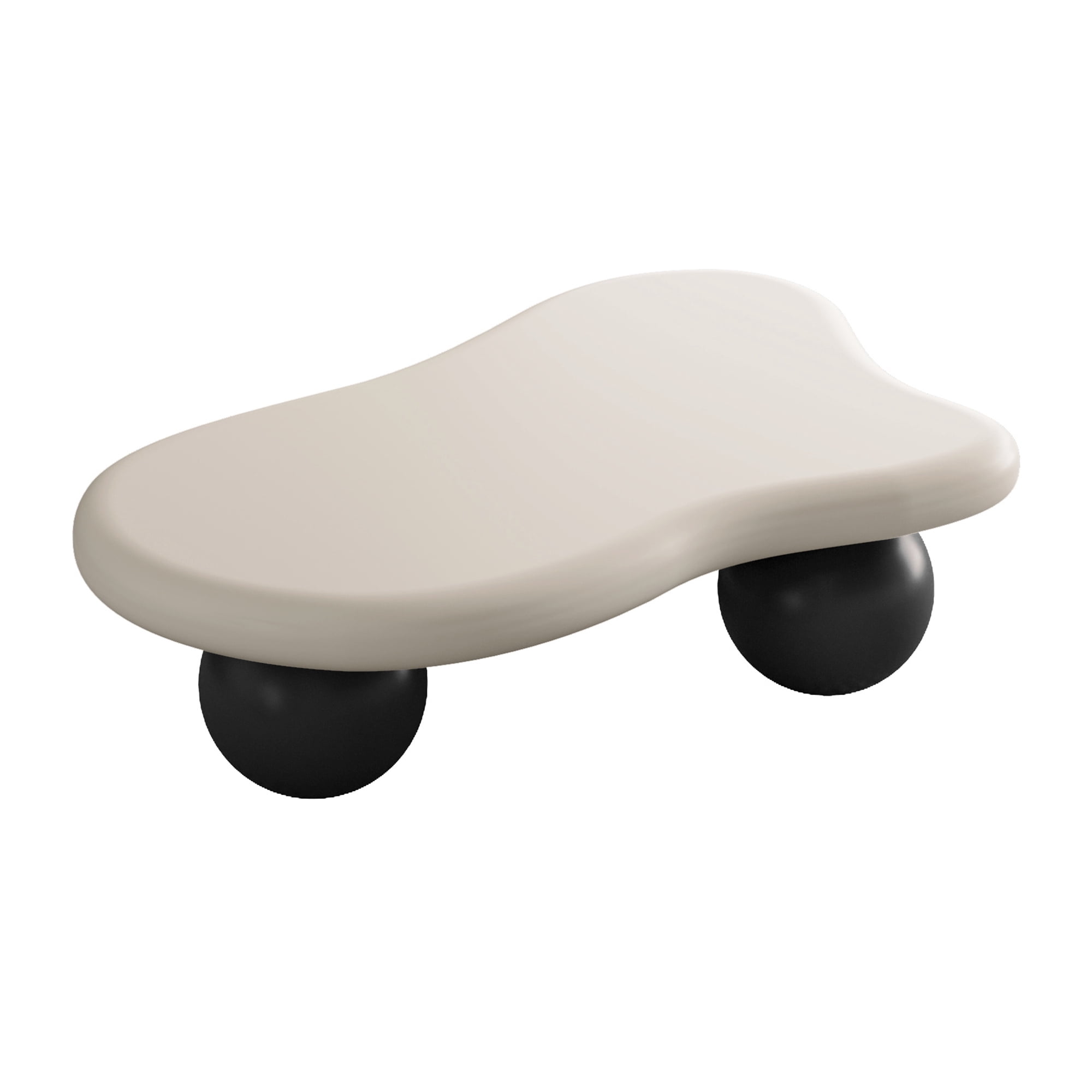 40'' Cloud Shaped Coffee Table with 3 Ball Legs, Cream Style Accent Cocktail Table, Living Room Center End Table
