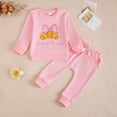 thumbnail image 2 of CPNG Toddler Baby Girls Adorable Waffle Striped Set Crewneck Long Sleeve Pullover Tops and Sweatpants 2 Pcs Set(Pink,2-3 Years), 2 of 7