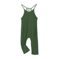 thumbnail image 4 of GERsome Girl's Jumpsuits Sleeveless V Neck One Piece Spaghetti Straps with Pockets Rompers Little Kid 5-14 Years（Size 5-6 Years/Army Green), 4 of 8