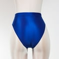thumbnail image 5 of GEWSEY Women's Sexy Oil Glossy Briefs See Through Sheer Thong Panties Seamless High Cut Underwear Shiny Rave Dance Bottoms (Blue, XXL), 5 of 5