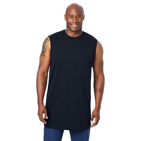 KingSize Men's Big & Tall Shrink-Less Longer-Length Lightweight Muscle Pocket Tee - 3XL, Black