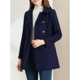 thumbnail image 6 of INSPIRE CHIC Women's Peter Pan Collar Double Breasted Winter Long Trench Pea Coat XL Navy Blue, 6 of 8