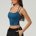 thumbnail image 6 of Bras for Women, Women's Sports Crop Top with Removable Padding, Black and White Trim, Square Back Design Blue S, 6 of 7