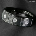 thumbnail image 5 of Tungsten Rings for Men Wedding Bands for Him Womens Wedding Bands for Her 8mm Black Brushed Rock Skin 3 Diamonds Inlay, 5 of 7