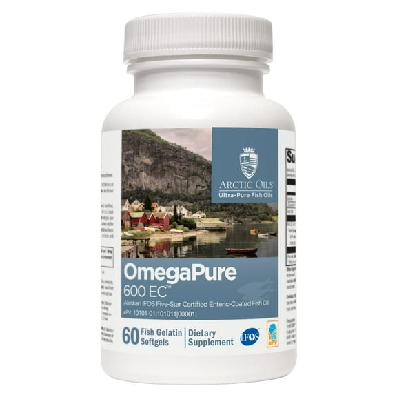 XYMOGEN OmegaPure 600 EC - International Fish Oil Standards (IFOS) Five-Star Certified Enteric-Coated Fish Oil - DHA EPA Omega-3 Supplement for Cardiovascular   Cognitive Support (60 Softgels)