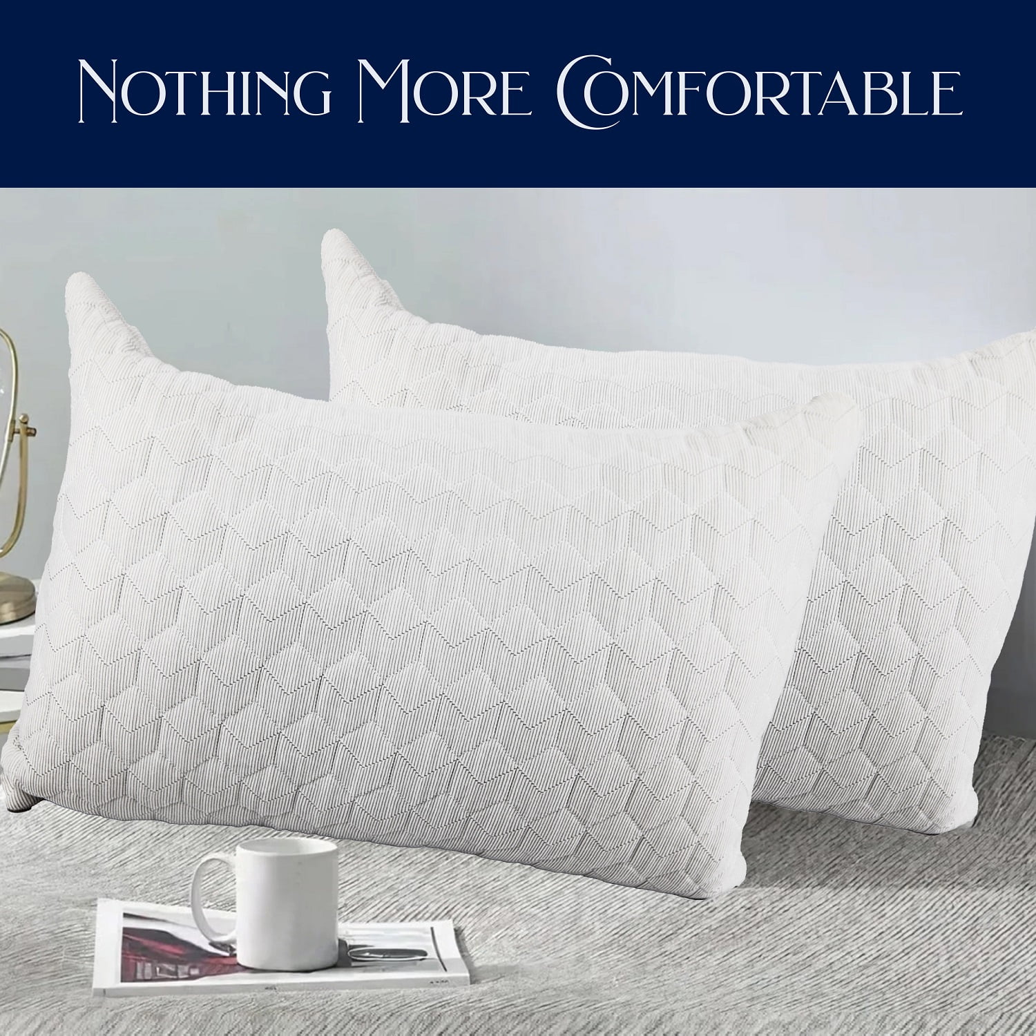 Southern Textiles 2 Pack Quilted Bed Sleeping Pillow Standard/Queen 20in x 26 inch Made in USA