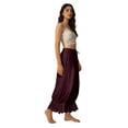 thumbnail image 6 of Women Linen Lace Trim Long Bloomers Pants Ruffle Victorian Vintage Pantaloons Summer Beach Travel Vacation Pants Wine M, 6 of 6