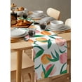 thumbnail image 6 of Table Runner Dresser Scarves 72 Inch Long, Pink Orange Peach Watercolor Fruit Linen Dining Table Runners Green Leaf Foliage on White Tabletop Scarf for Wedding Holiday Party Kitchen, 6 of 7
