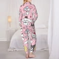 thumbnail image 4 of Saiise Sanrio O Print Women Soft Pama Sets,Long Sleeve Sleepwear Button Up 2-Piece Pjs Lounge Sets-Small, 4 of 8