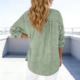thumbnail image 5 of ClodeEU Women's V Neck Long Sleeve Button Shirt ,Solid Color Casual Loose Blouse Green,Womens Plus M, 5 of 8