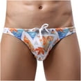 thumbnail image 2 of HUPOM Mens Underwear Boxer Briefs Male Thongs Low waist Elastic Waist Printed Briefs Orange 2XL, 2 of 9