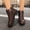Coffee, variant on Women Versatile Plus Size Ankle Boots,Round Toe Buckle Strap,Side Zipper,Low Block Heel,Comfortable Cushioned Insole,Breathable Knit Upper,Casual Daily Wear,Outdoor and Leisure Shoes Black