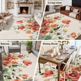 thumbnail image 6 of Rectangle Area Rug 5x8ft,Country Poppy Watercolor Red Washable Carpet Non-Slip Runner Accent Rugs Indoor Floor Mat for Bedroom Living Room Decor,Daisy Leaves Vintage Linen, 6 of 9