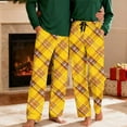 thumbnail image 2 of Ecqkame Mens Plaid Pajamas Pants Casual Loose Comfy Elastic Waist Pant Straight Lightweight Lounge Trousers with Pockets Yellow XXL, 2 of 9