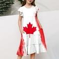 thumbnail image 3 of PMVFHDE Robe d'Été pour Filles Canada Day Robe Florale Mignonne Imprimé de Feuilles d'Érable Rouges et Blanches à Étages Coupe Trapèze avec Manches Volantées et Poches Robe de Fête Confortable pour les Fêtes Canadiennes Cele, 3 of 5