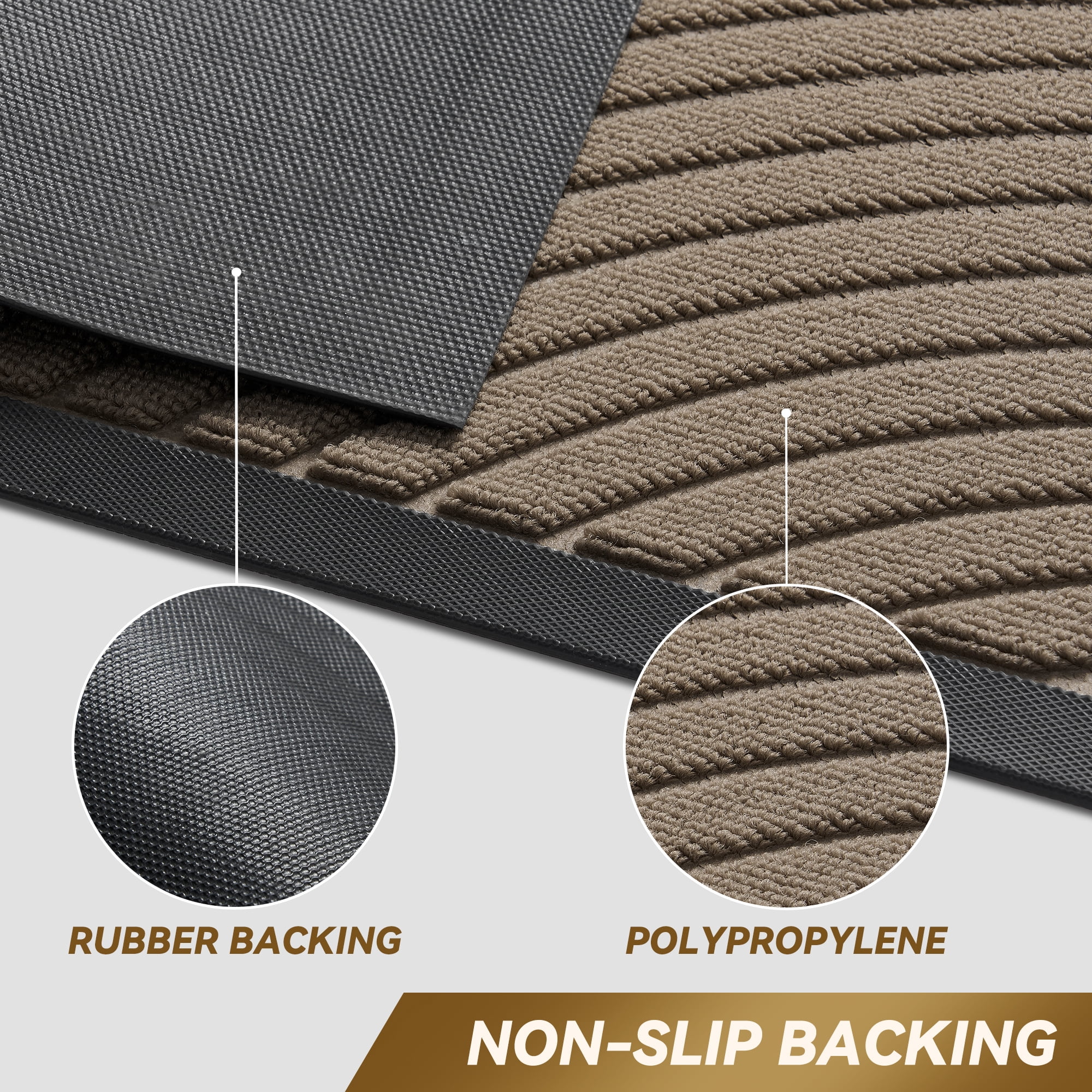 FEELHOME 17"x30" Non Slip Outdoor Doormat Absorbent Front Door Mat Rubber Welcome Mat for Indoor Outdoor Use Low Profile Dirt Trapper Entryway Rug Beige