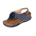 thumbnail image 2 of Wide Width Shoes for Women, Summer Shoes, Orthopedic Sandals for Women Flip Flops With Arch Support Comfortable Flower Wedge Sandals Casual Non Slip Back Strap Summer Beach Flip Flops, Navy 8.5, 2 of 8