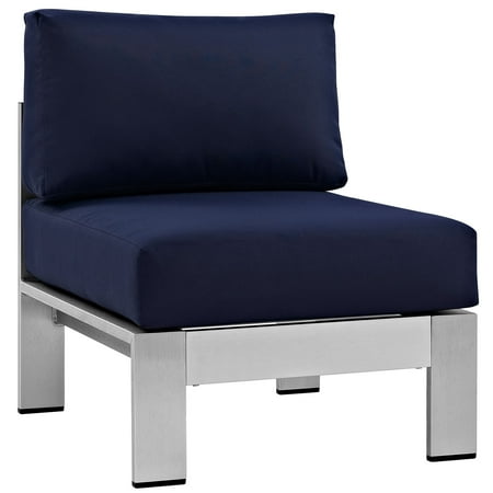 Modern Patio Design Modern Contemporary Urban Design Outdoor Patio Balcony Lounge Chair, Navy Blue, Metal Aluminum ()