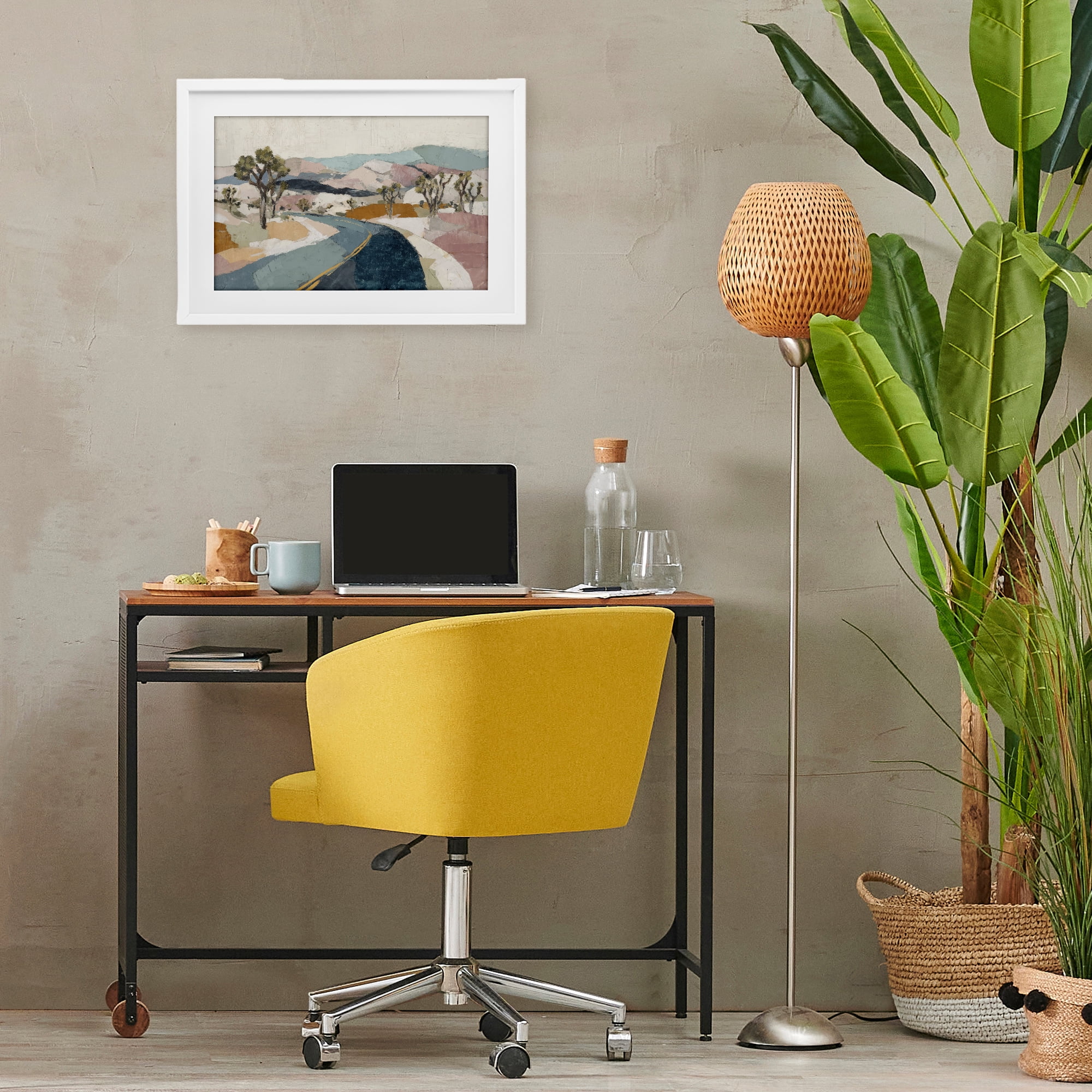 Stupell Industries Desert Highway Through Joshua Trees White Framed Print Under Glass, design by Chromatic Storm Studio