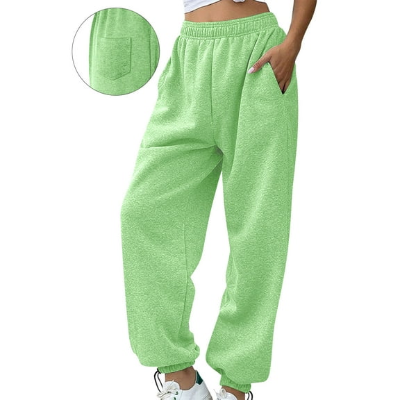 Sweatpants for Women Casual Solid Color Large Size Running Fitness Sports Pants Trousers with Three Pockets