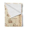thumbnail image 2 of Island Soft Flannel Fleece Throw Blanket, Old Antique Treasure Map Details Retro Color Adventure Sailing Pirate Print, Cozy Plush for Indoor and Outdoor Use, 50" x 60", Cream, by Ambesonne, 2 of 5