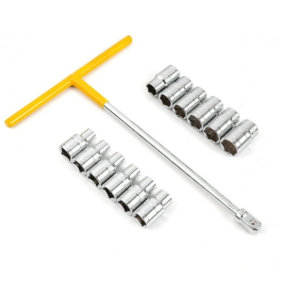 13 Pieces Socket Wrench Kit Includes 1Pcs T Handle Socket Driver and 12Pcs Socket, Mechanic Tools Kit for Automotive Repair & Household, Metric Socket Set 1/2'' T-Handle Socket Wrench