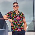 thumbnail image 4 of Fotbe Colorful Floral Embroidery Mexican Pattern Men’s Golf Polo Shirt – Breathable Performance Golf Shirt with Button-Down Collar-Medium, 4 of 6