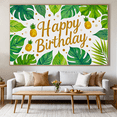thumbnail image 5 of Tropical Themed Happy Birthday Banner with Pineapples and Green Leaves Background Party Decoration Photography Props Backdrop for Birthday Parties Summer Events and Photo Shoots, 5 of 7