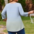 thumbnail image 4 of Garbnen L-5XL Striped Plus Size Shirts for Women 3/4 Sleeve Curved Hem Crew Neck Tops for Women Color Block Spring Women's Tunics, 4 of 5