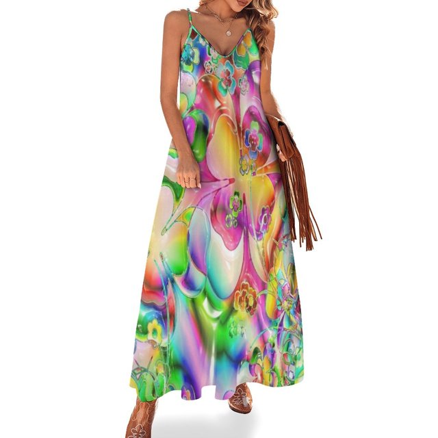 Vestido sin mangas con estampado de corazón y trébol de arcoíris, ropa de mujer, vestidos formales para ocasiones especiales, vestidos largos para mujer