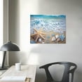 thumbnail image 3 of COMIO Beach Seashell Bathroom Wall Art Coastal Floral Pictures Wall Decor Flower Starfish Canvas Painting Modern Home Decorations Artwork for Bedroom Living Room Office, 3 of 4