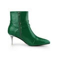thumbnail image 3 of BLISSFUL STEP Women's Pointed Toe Stiletto Clear Heels Ankle Boots Green 7, 3 of 7