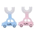thumbnail image 2 of 2 cepillos de dientes para niños en forma de U con mango de coche de dibujos animados, cabezal de silicona suave, cepillo de dientes de limpieza, 2 of 14