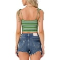 thumbnail image 3 of Allegra K Women's Striped Tie Spaghetti Straps Summer Cami Tube Tops M Green White, 3 of 5