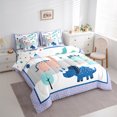 thumbnail image 3 of Homewish Kawaii Dinosaur Kids Bedding Comforter Set 7 Pieces, Cute Cartoon Animal Full Bedding Set, Triangle Abstract Reversible Fitted Sheet Flat Sheet, Microfiber Bedroom Decor, 3 of 7