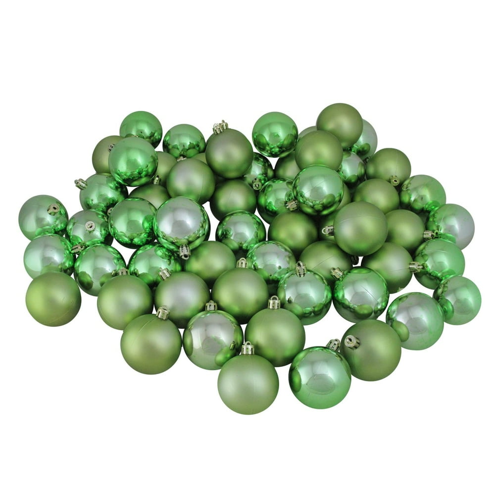 60ct Shiny and Matte Sage Green Shatterproof Christmas Ball Ornaments 2