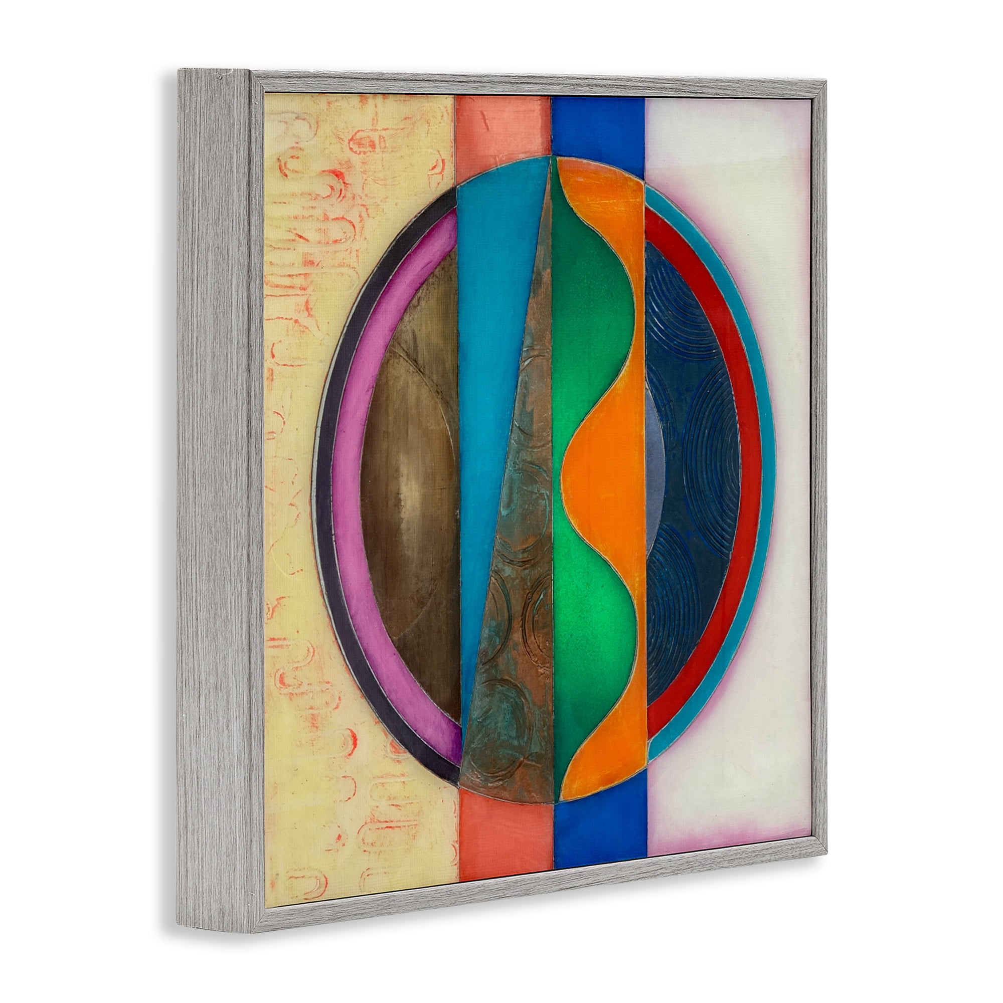 Stupell Industries Circle with Intersecting Waves Gray Framed Giclee Art, design by Matthew Finger