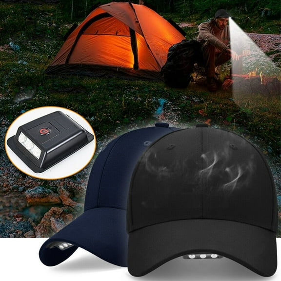 Baseball Cap with Light, Hands Free LED Baseball Cap with 5 LED Battery Powered Headlamp Hat Flashlight Hat