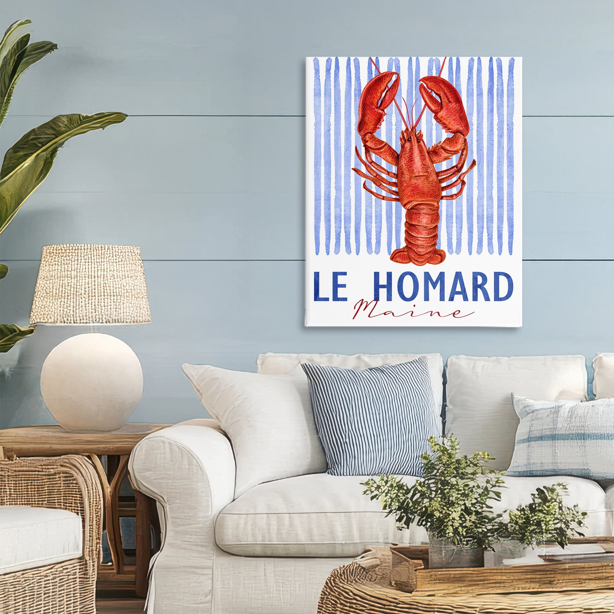 Stupell Industries Le Homard Nautical Stripes Canvas Wall Art, design by Kim Allen