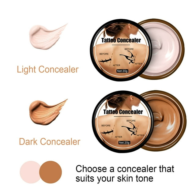 Tattoo Cover Up Makeup Waterproof, Leg Makeup, Body Concealer for Tattoo, Dark Spots, Scars, Vitiligo 2PCS 0.08 Lb
