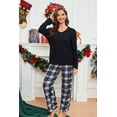 thumbnail image 4 of U2SKIIN Women Fleece Pajama Pants, Comfy Plaid PJ Bottoms For Women with Pockets Soft Warm（Black-White Plaid, Medium）, 4 of 7