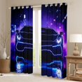 thumbnail image 2 of Castle Fairy Neon Sports Car Blackout Curtains Set of 2 (52x84 Each) for Kids, Blue City Glow Window Curtains for Bedroom, Blue Black, 2 of 6