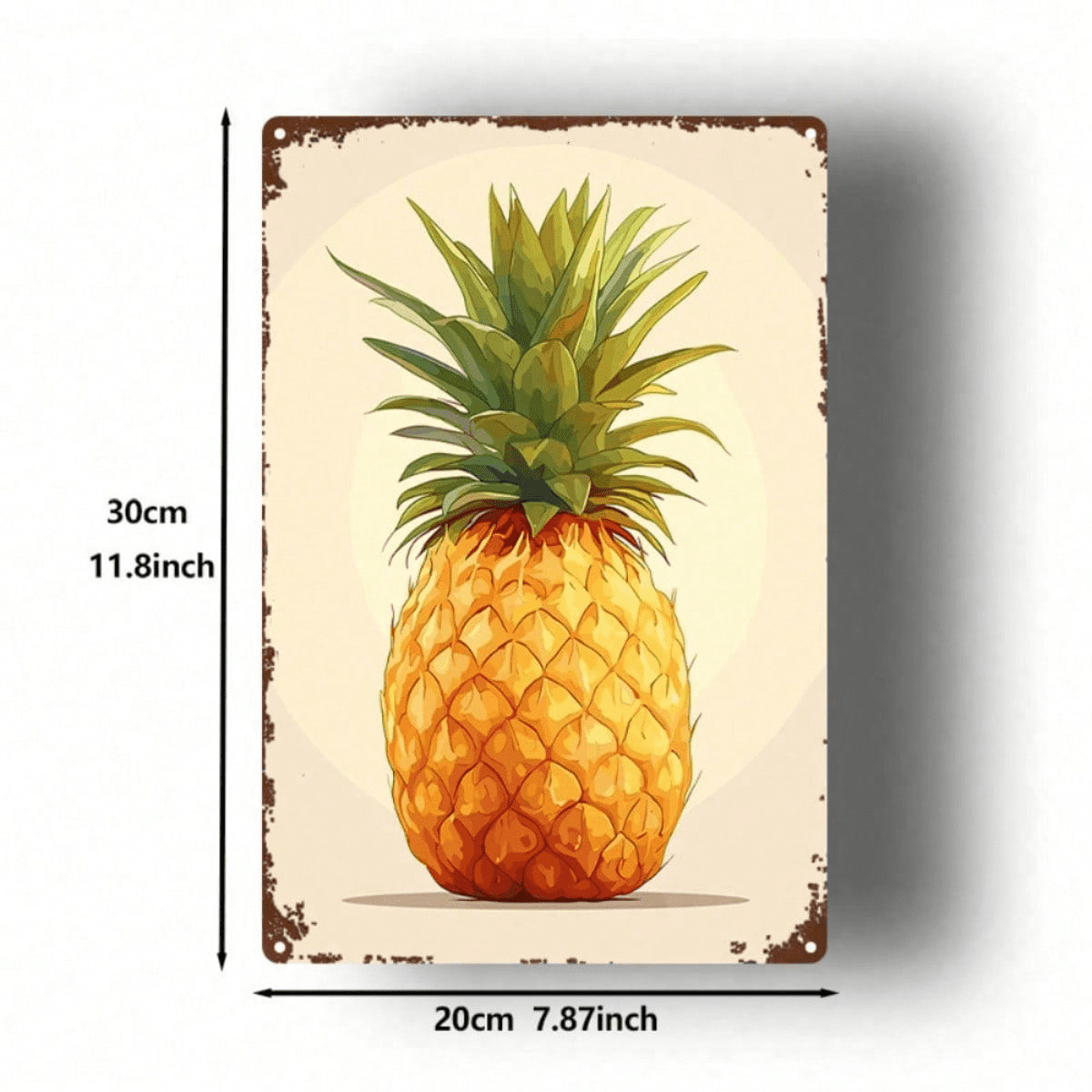 Stylized Pineapple Metal Sign 8x12 Inch Rustic Iron" Wall Art, Vintage 2D Flat Home Bar Decor, Flat Home Bar Decor, Waterproof & Rustproof