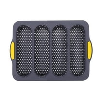 4 Slot Hoagie Tray Bread Tin Silicone Mold Cake Baking Mold 33.5X24X2.5CM Black