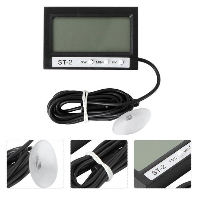 MERRYHAPY Temperature Gauge Plastic Black for Aquatic Reptiles Indoor Use 1Set