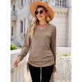 thumbnail image 3 of Female T Shirts Long Sleeve V Neck Basic Tee Casual Loose Fit Soft Fall Tops Outfits Coffee M, 3 of 8